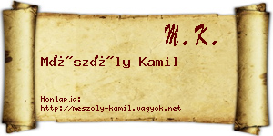 Mészöly Kamil névjegykártya